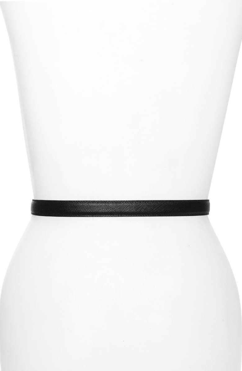 Prada Logo Letter Saffiano Leather Belt, Alternate, color, 