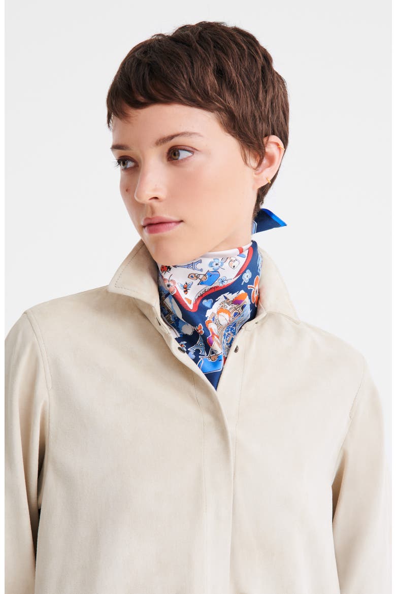 Eiffel Tower Silk Square Bandana, Alternate, color, ECRU