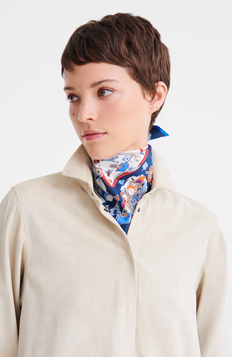 Longchamp Eiffel Tower Silk Square Bandana, Alternate, color, Ecru