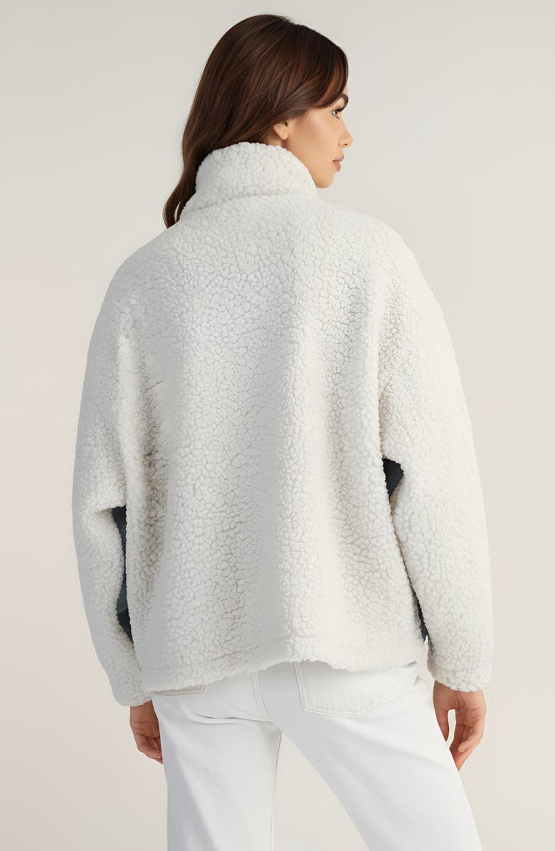 Modenaire Denim Jacket with Faux Shearling Collar and Contrast Trim, Alternate, color, Light Blue Denim