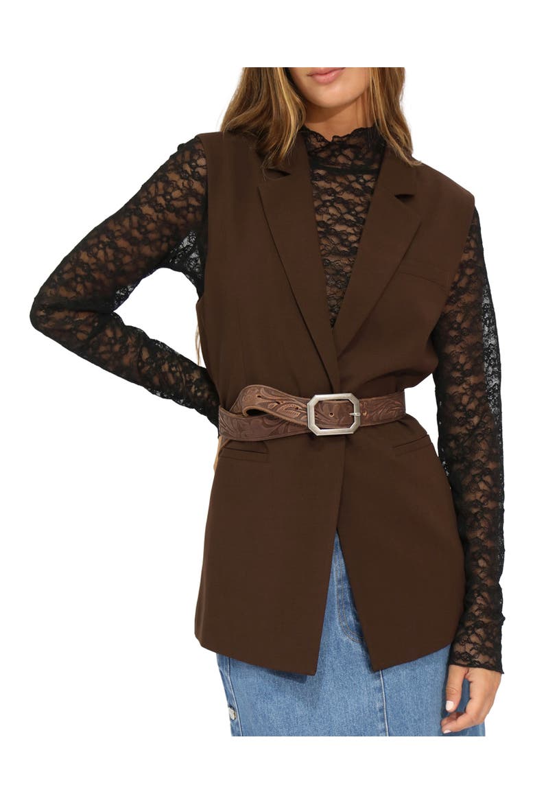 Stand By Me Embossed Leather Belt, Main, color, Dark Brown