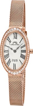 PORSAMO BLEU Women's Eloise Oval Guilloche Dial Topaz Stainless Steel Watch