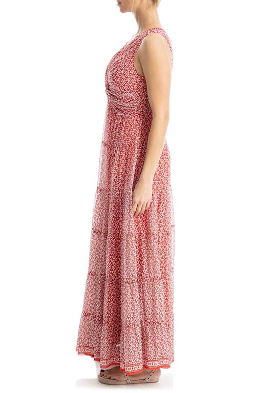 Shop Max Studio Twist Front Sleeveless Maxi Dress In Red/black Small Buds