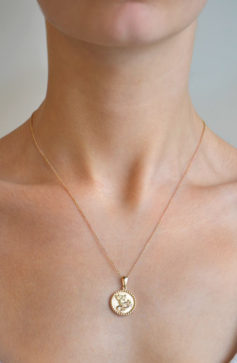 Anzie Dew Drop Dragon Pendant Necklace, Alternate, color, Gold