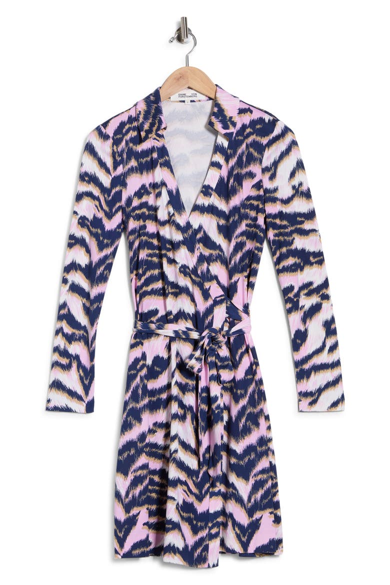 Jeanne Long Sleeve Silk Wrap Dress, Main, color, PALACE TIGER PINK