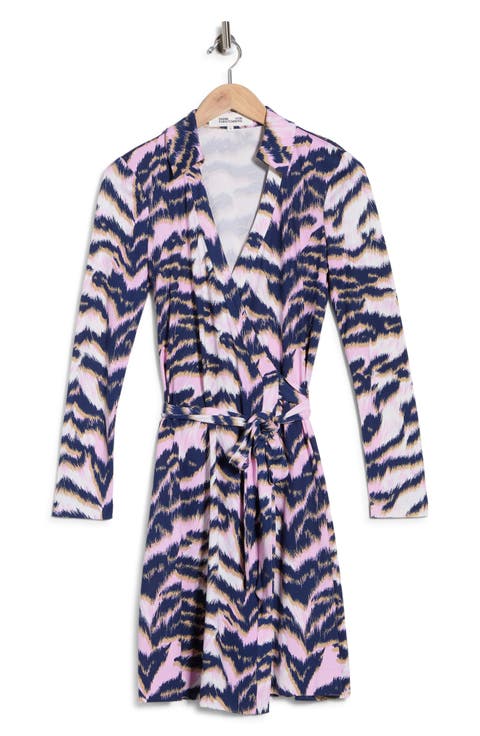 Jeanne Long Sleeve Silk Wrap Dress