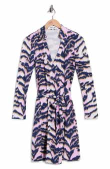 DVF Jeanne Long Sleeve Silk Wrap Dress