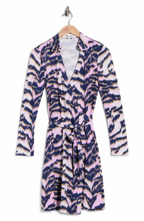 DVF Jeanne Long Sleeve Silk Wrap Dress