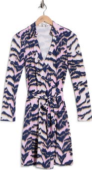 DVF Jeanne Long Sleeve Silk Wrap Dress
