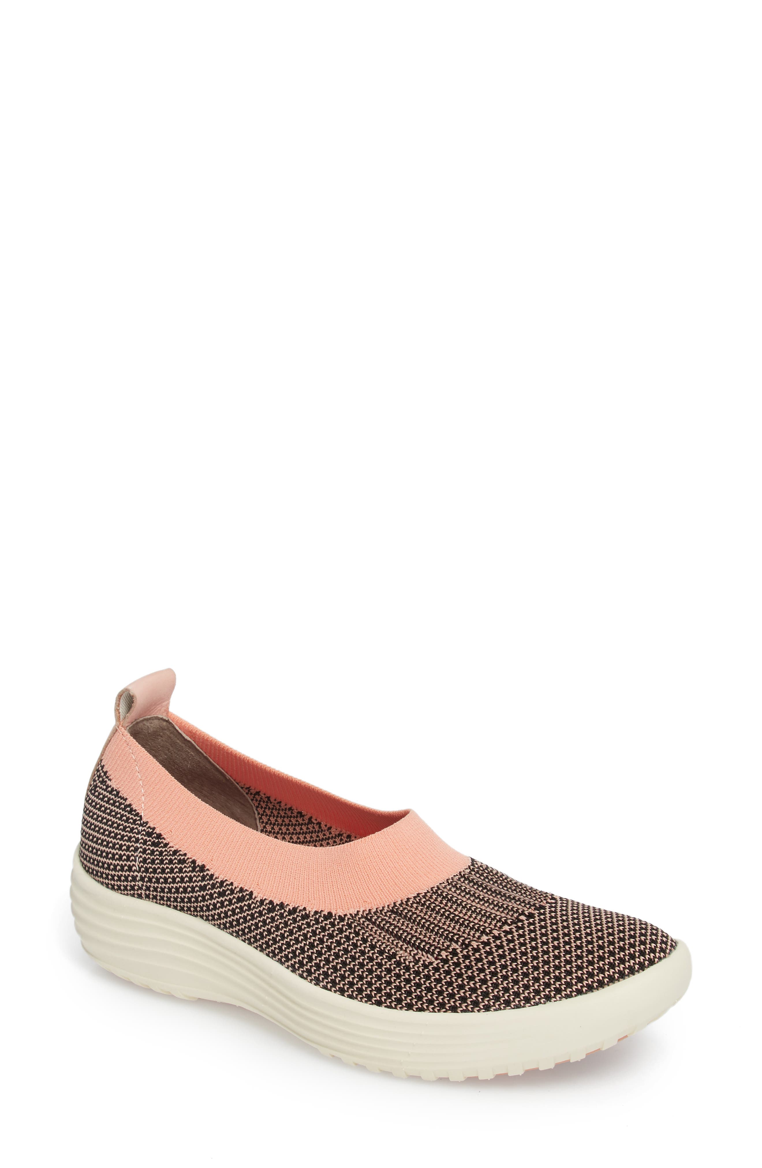 Merigold Slip-On Sock Fit Sneaker, Main, color, PINK/ BLACK KNIT FABRIC