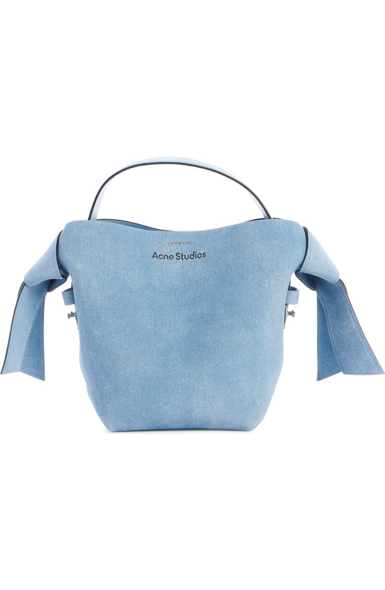 Acne Studios Mini Musubi Suede Crossbody Bucket Bag, Alternate, color, Light Blue