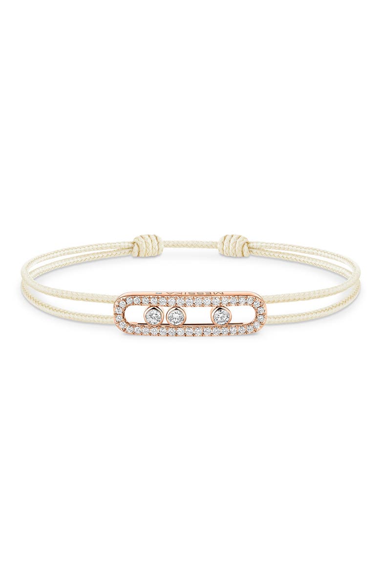 Care Pavé Diamond Cord Bracelet, Main, color, PINK GOLD
