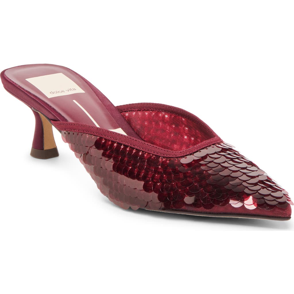 Dolce Vita Cleo Shimmer Kitten Heel Mule In Red
