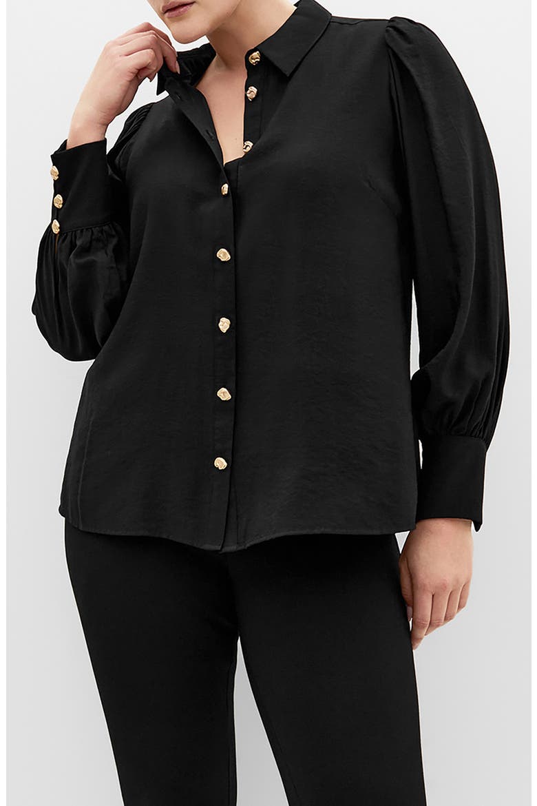 Alana Button Detail Shirt, Main, color, BLACK