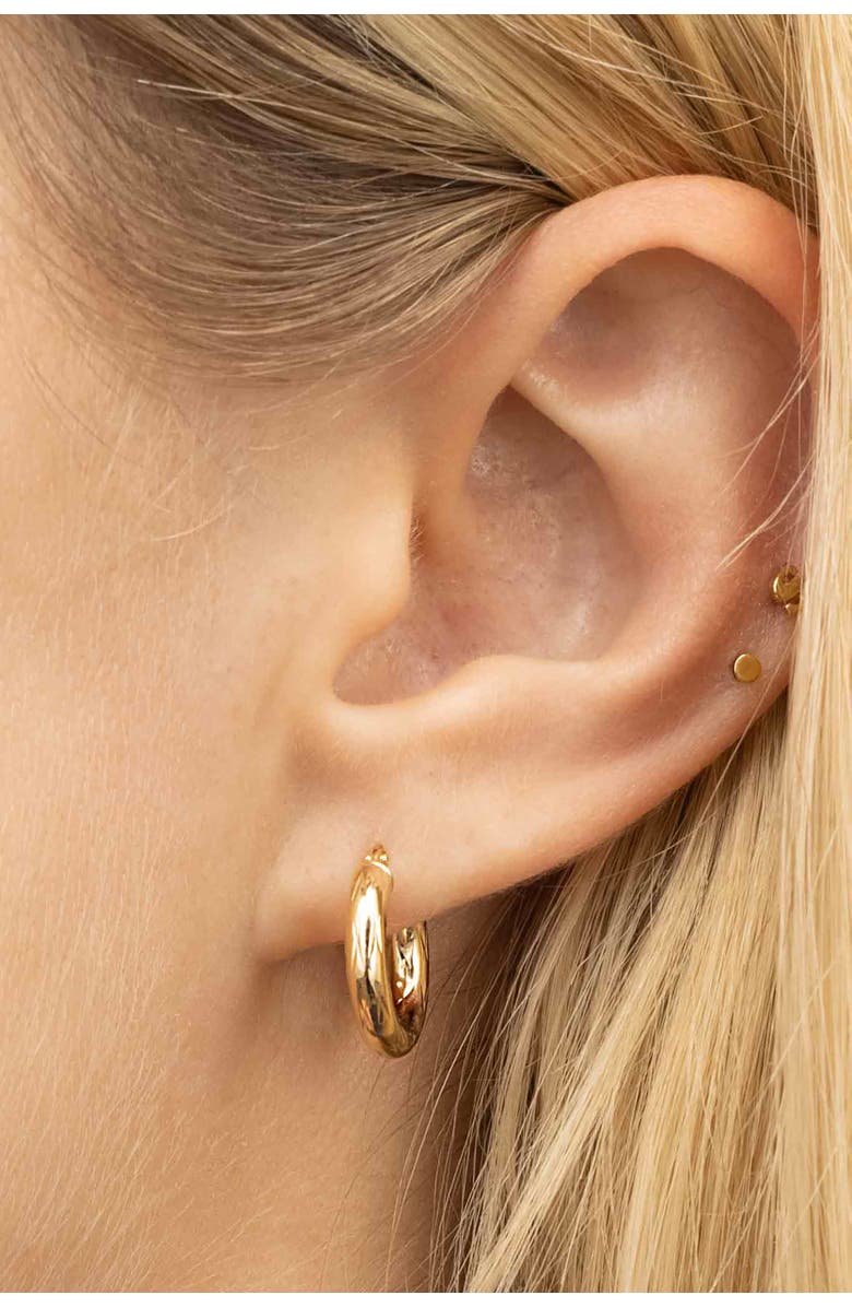 Oradina 14K Yellow Gold Day and Night Mini Hoops, Alternate, color, Yellow Gold
