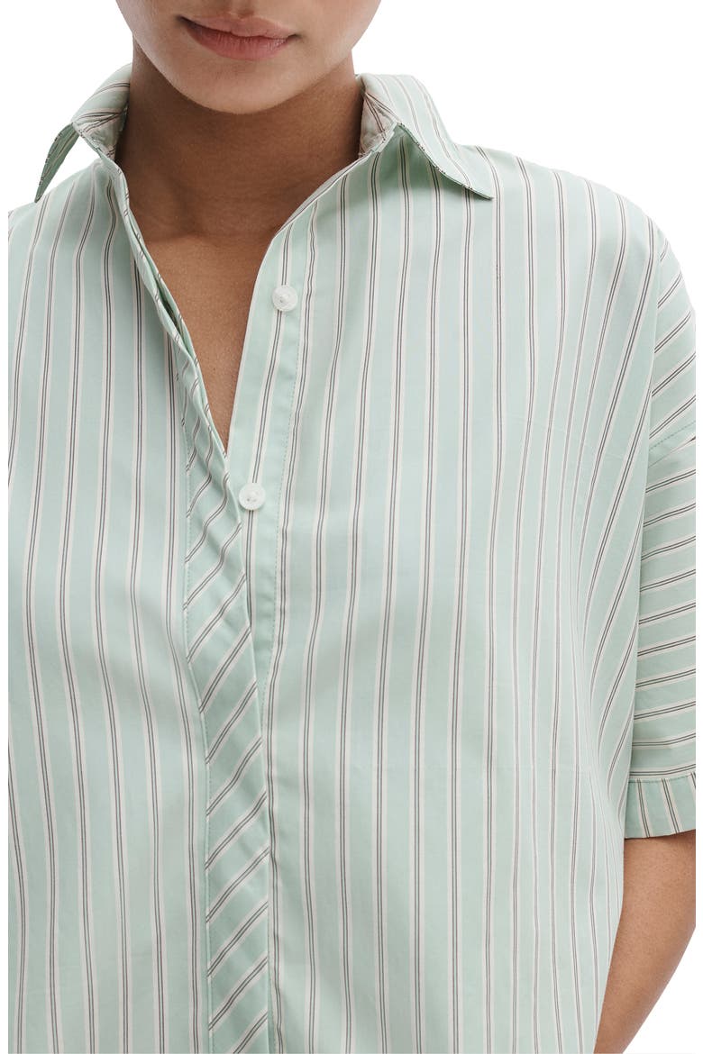 Marin Stripe Crop Button-Up Shirt, Alternate, color, GREEN STRIPE