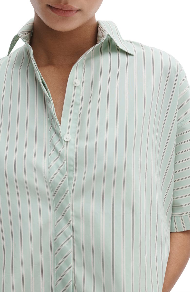 rag & bone Marin Stripe Crop Button-Up Shirt, Alternate, color, Green Stripe