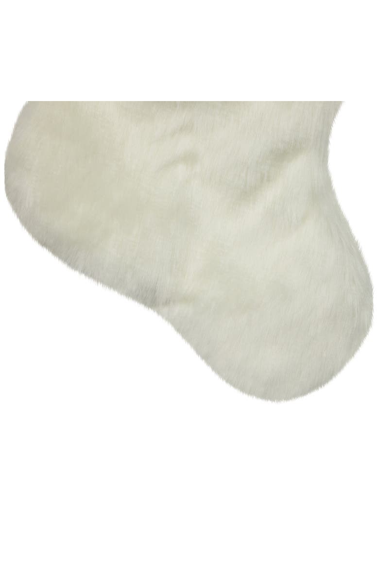 Northlight Polar Bear Faux Fur Christmas Stocking with Pom Poms - 20.5" - White, Alternate, color, White