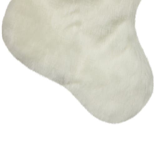 Northlight Polar Bear Faux Fur Christmas Stocking With Pom Poms In White