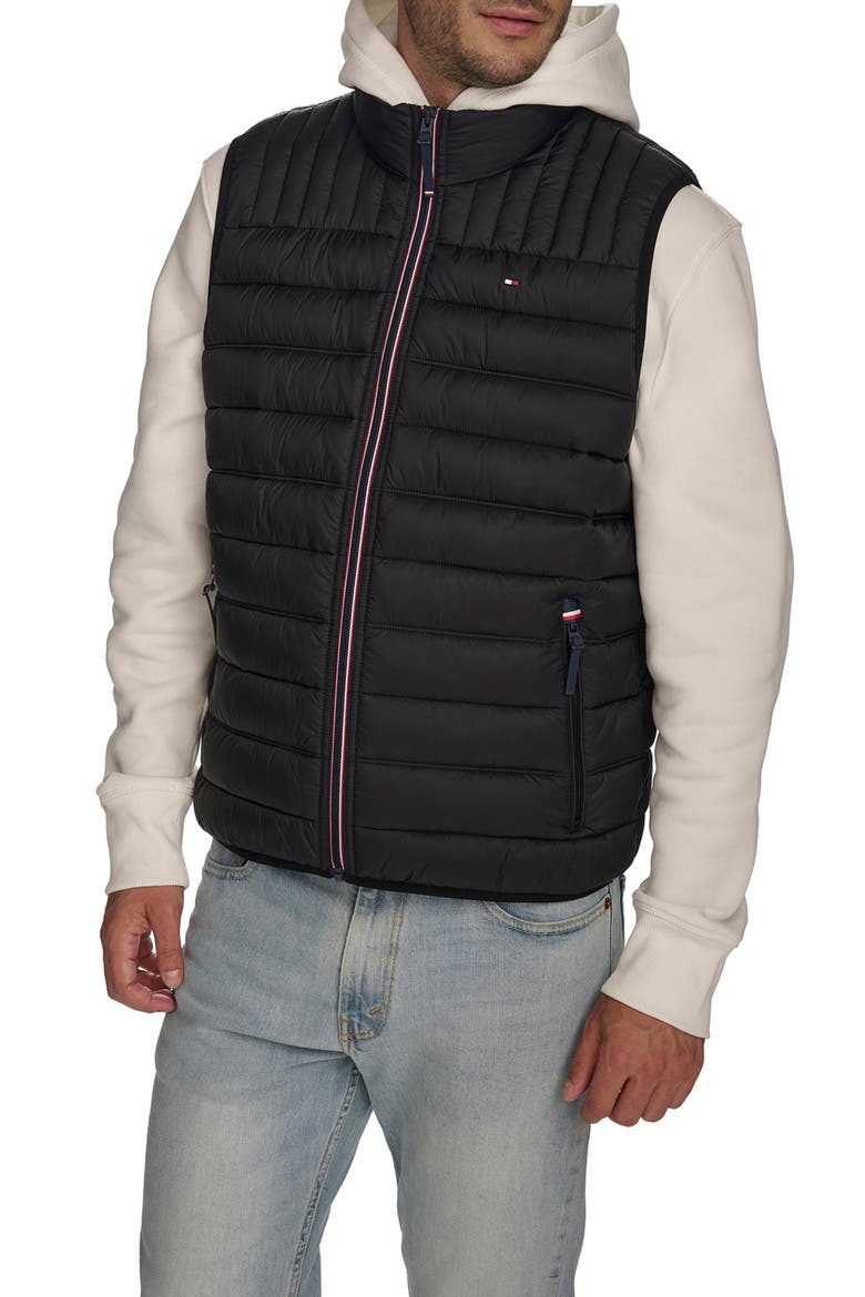 Quilted Nylon Vest, Alternate, color, BLACK