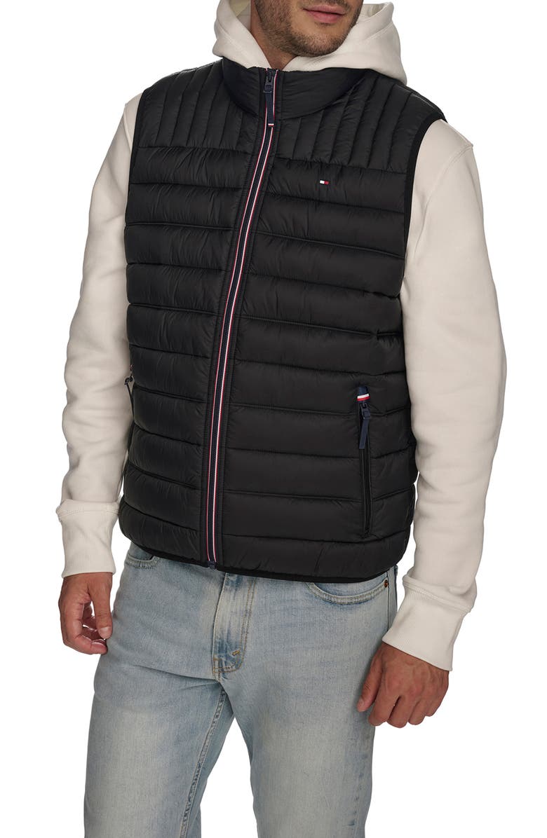 Tommy Hilfiger Packable Faux Down Vest, Alternate, color, Black