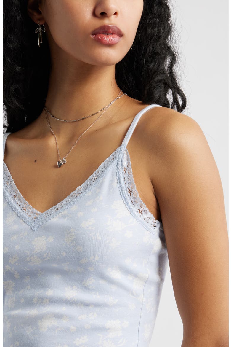 Lace Trim V-Neck Camisole, Alternate, color, BLUE F- IVORY SHANNON FLORAL