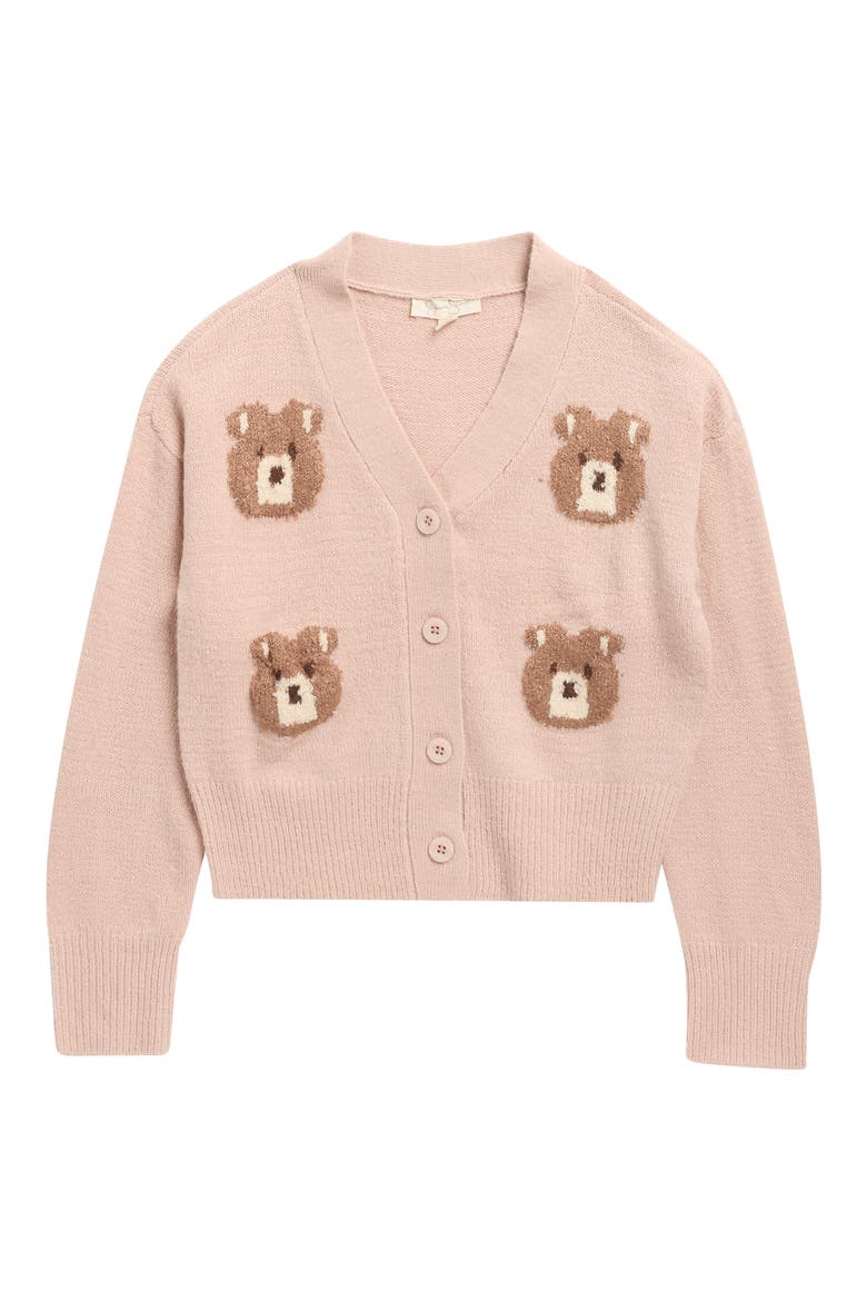 Kids' Bear Cardigan, Main, color, MUSHROOM