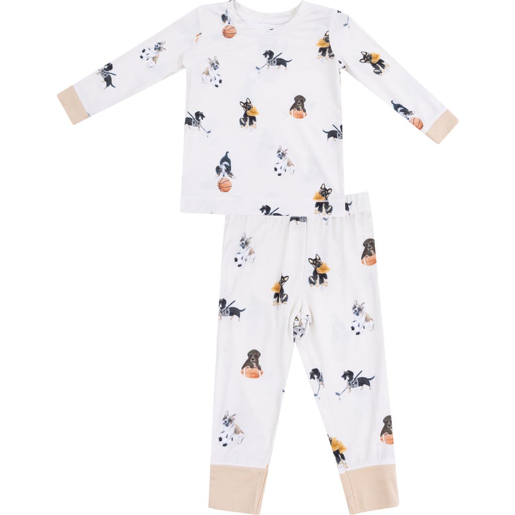 Angel Dear Kids' Sporty Puppies Top & Pants Set In White