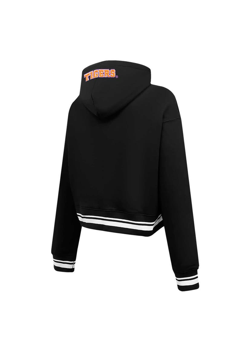 Women's Pro Standard Black Clemson Tigers Script Tail Fleece Cropped Pullover Hoodie, Alternate, color, Black