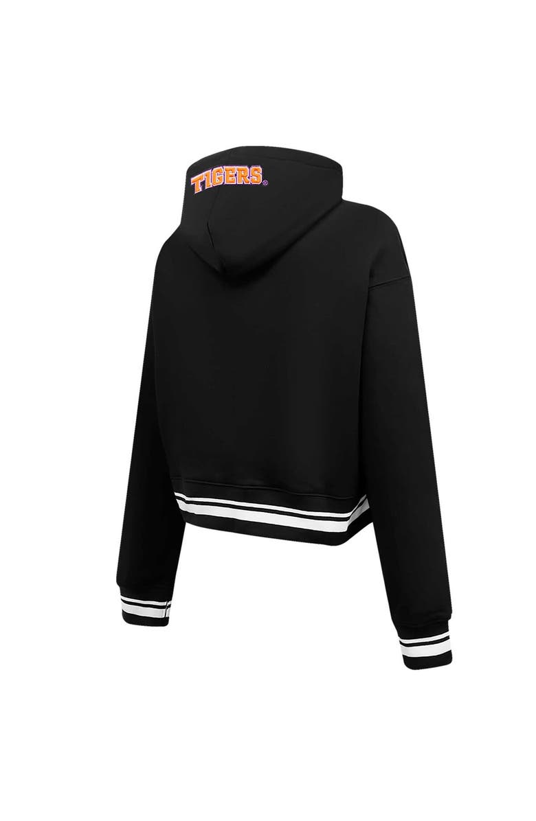 PRO STANDARD Women's Pro Standard Black Clemson Tigers Script Tail Fleece Cropped Pullover Hoodie, Alternate, color, Black