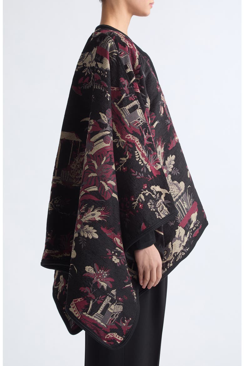 Reversible Jacquard Cape, Alternate, color, BLACK