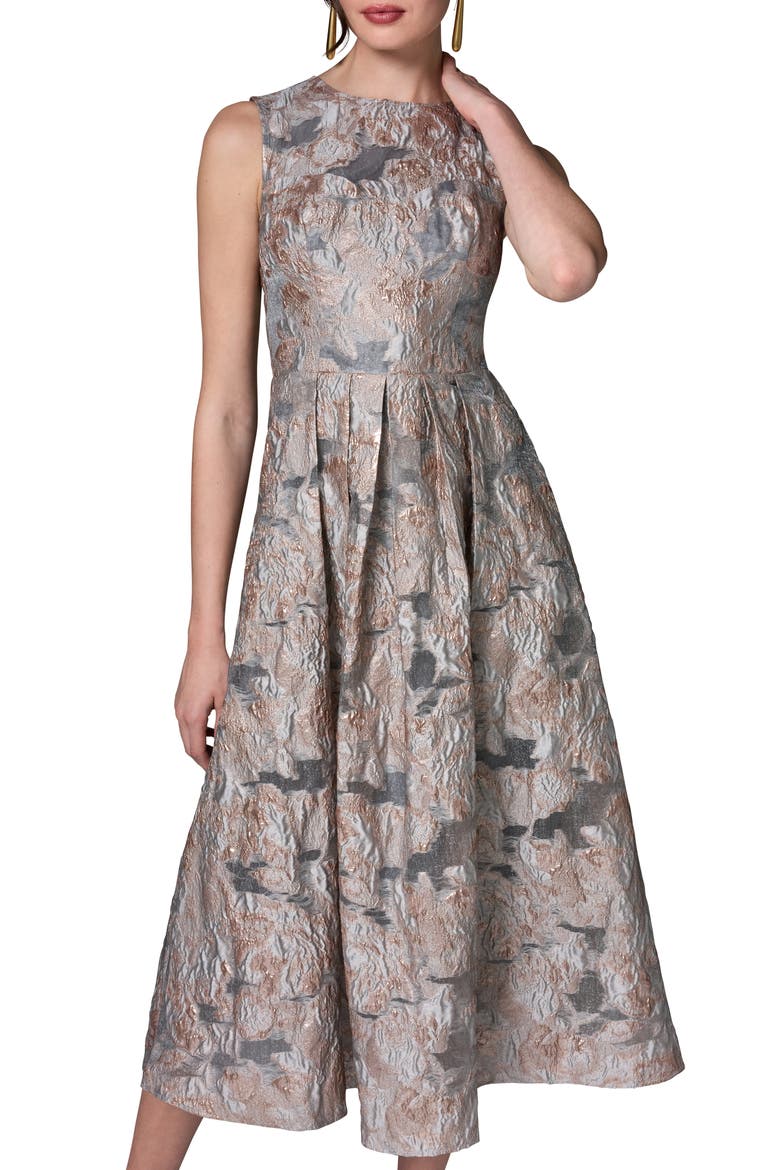 Sleeveless Metallic Midi Dress, Main, color, GREY MULTI