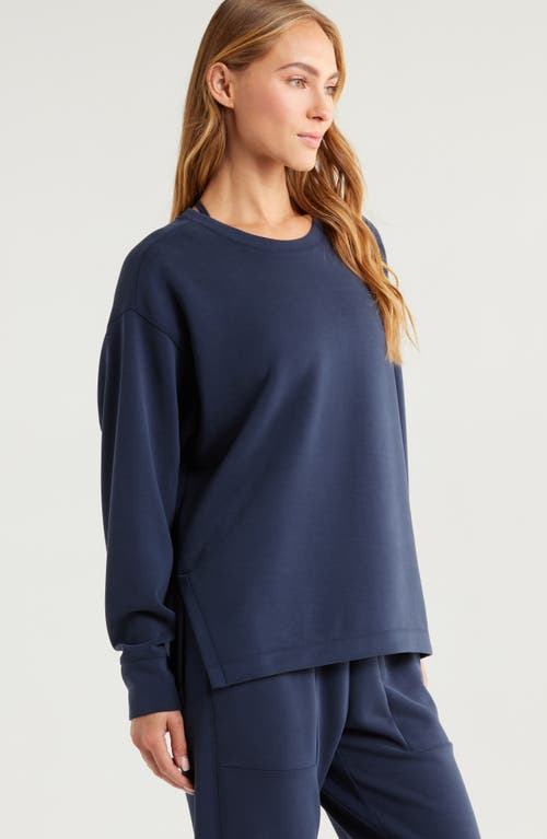 Zella Cozy Scuba Fleece Tunic In Navy Sapphire