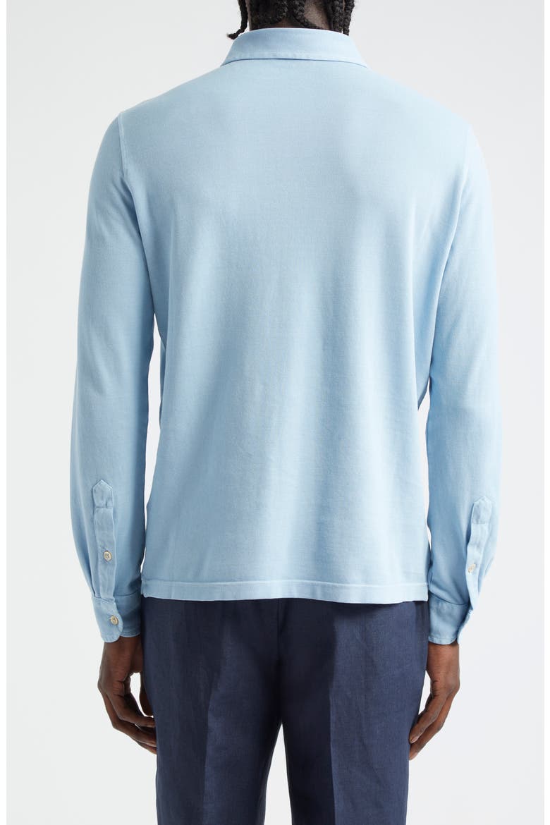 Long Sleeve Cotton Piqué Polo, Alternate, color, LIGHT BLUE