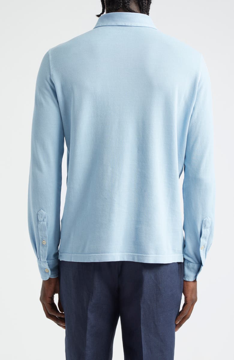 Thom Sweeney Long Sleeve Cotton Piqué Polo, Alternate, color, Light Blue