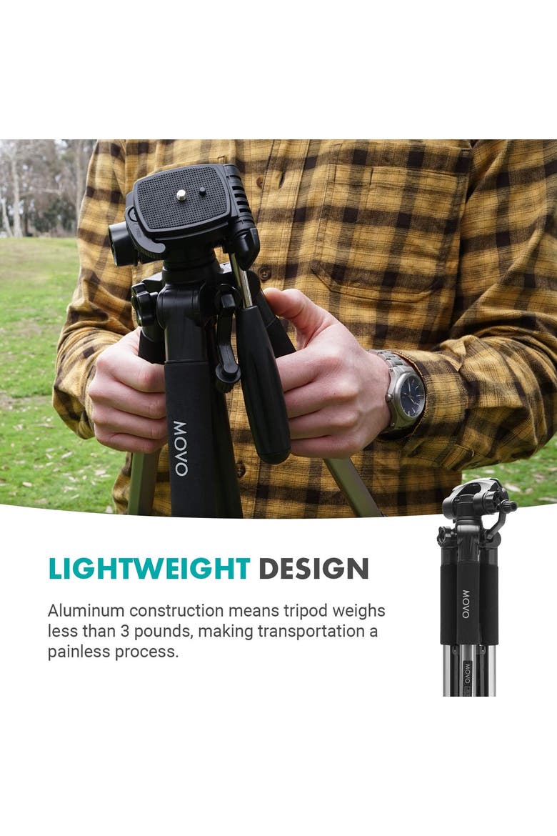 MV-T5 Full-Size Aluminum Tripod with Video Pan Head, Alternate, color, Black