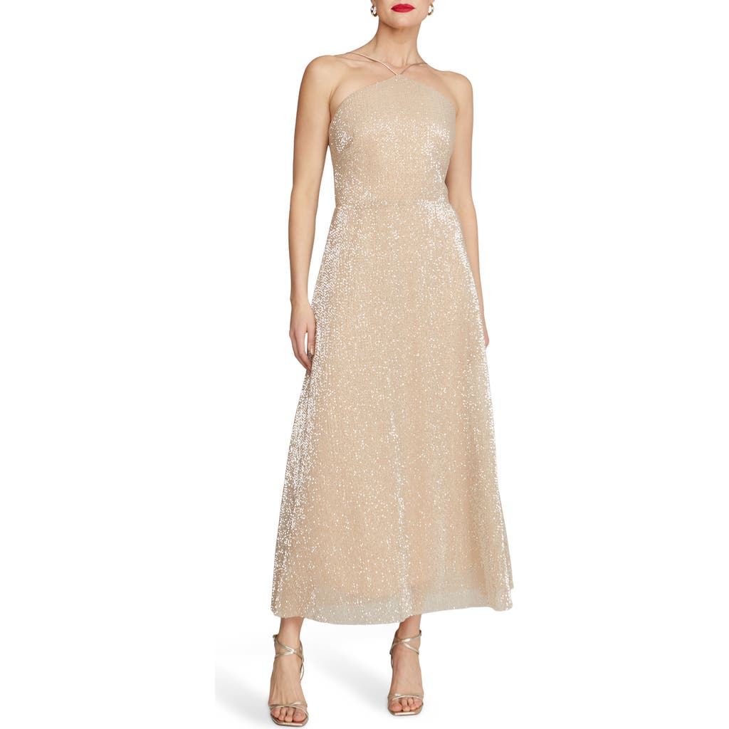 HALSTON HALSTON DENISE SEQUIN SLEEVELESS GOWN