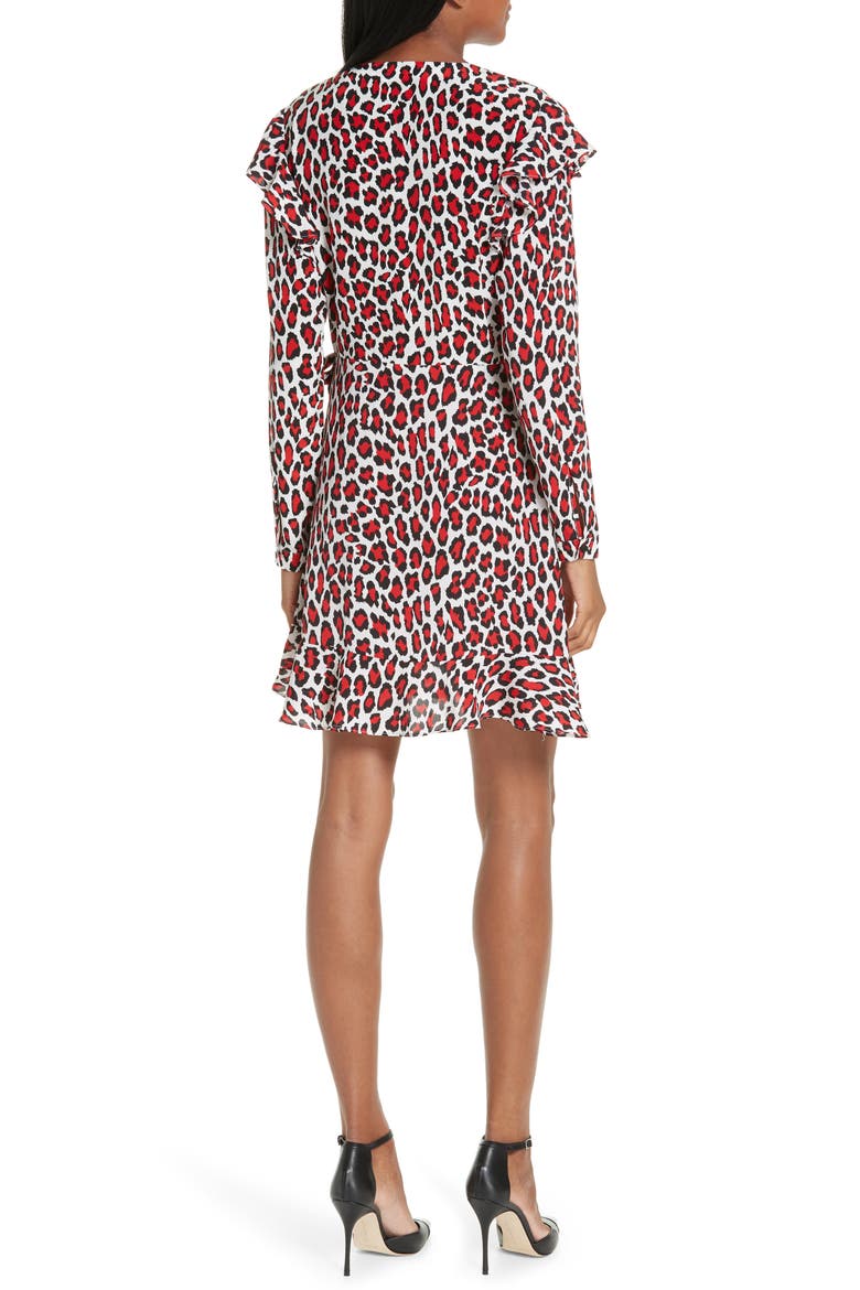 Lena Leopard Print Faux Wrap Dress, Alternate, color, RED LEOPARD