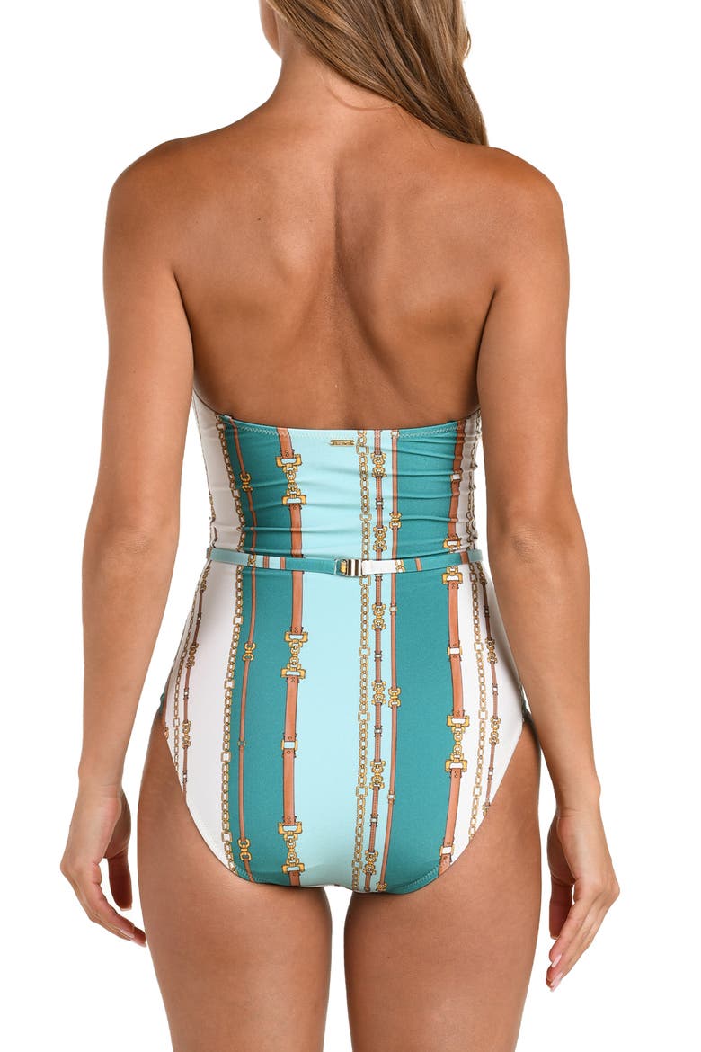 Tory Belted Stripe One-Piece Swimsuit, Alternate, color, GREEN MULTI