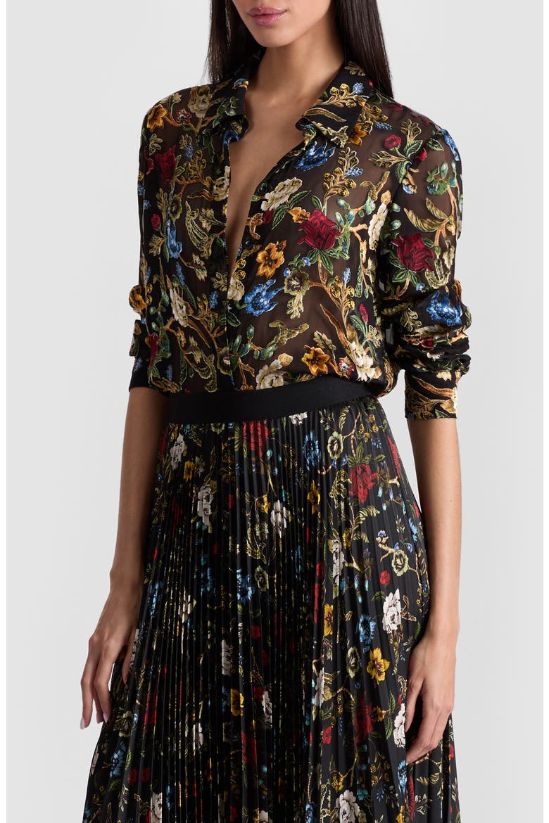Willa Floral Button-Up Shirt, Alternate, color, TAPESTRY TRAILS/ BLACK