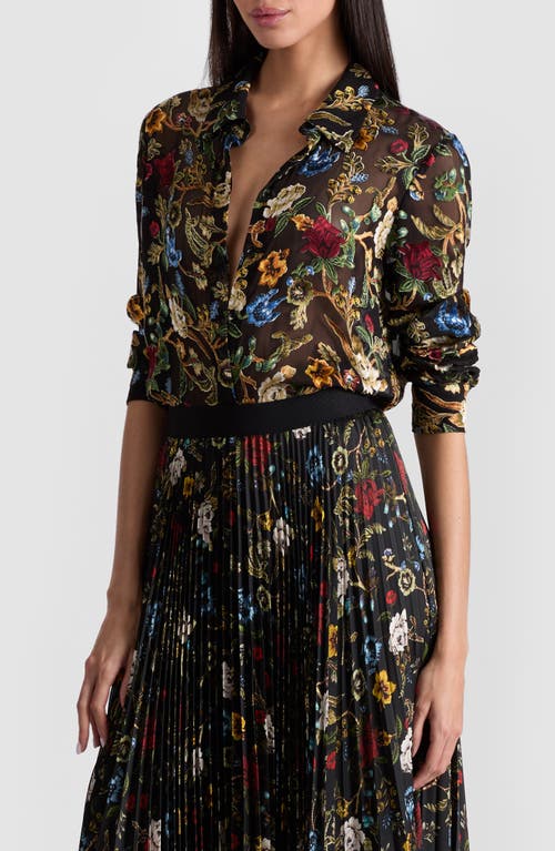 Alice And Olivia Willa Burnout Blouse In Multi