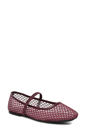 Nicole Miller Mesh Flat In Burgundy