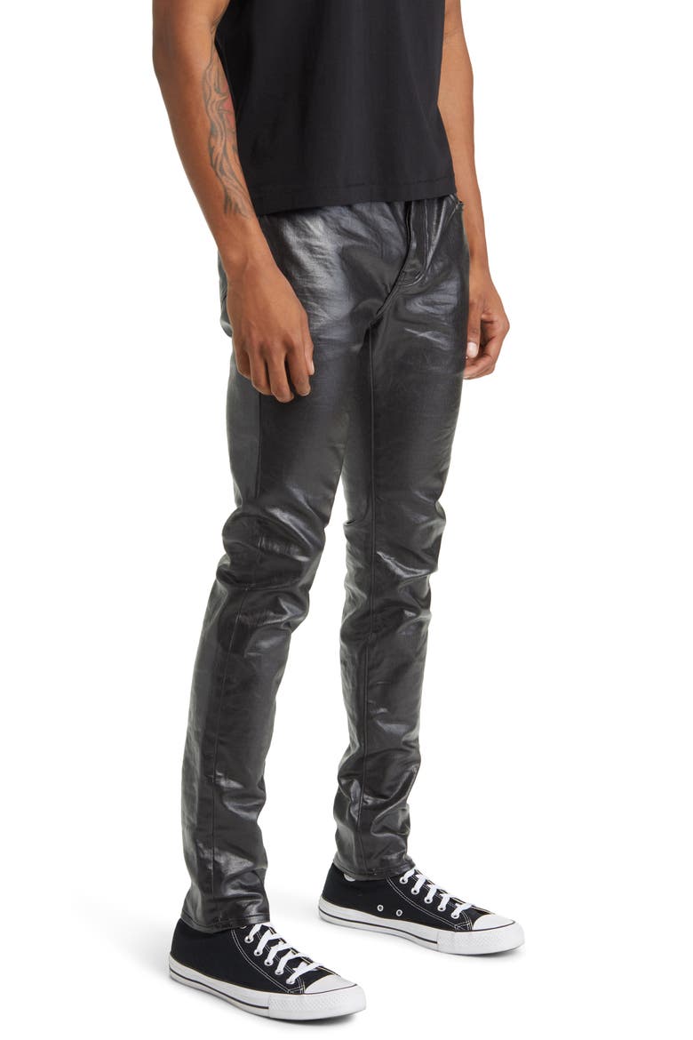 Patent Film Coated Skinny Jeans, Alternate, color, BLACK