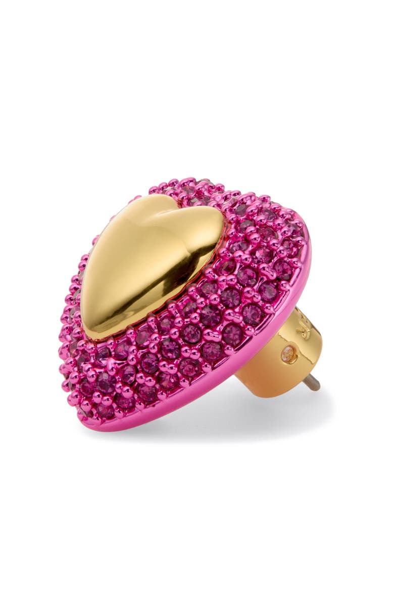 Kurt Geiger London Pavé Heart Stud Earrings, Alternate, color, Gold/ Pink