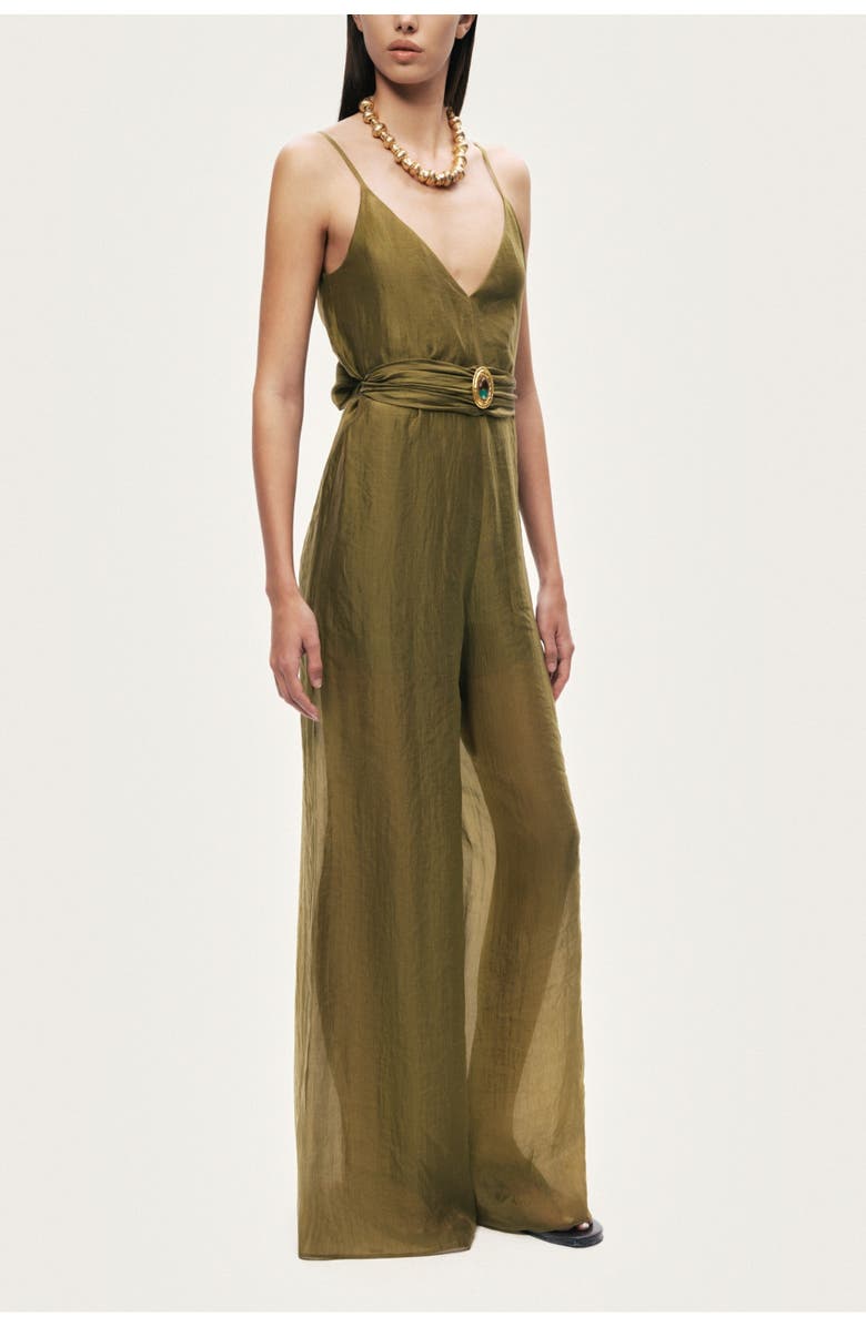 Nocturne Strappy Wide-Leg Jumpsuit, Alternate, color, Khaki