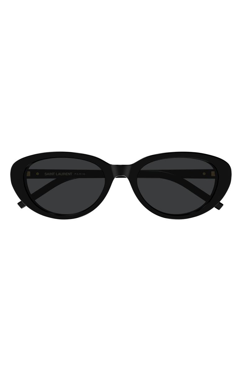 Saint Laurent 55mm Round Sunglasses, Main, color, Black
