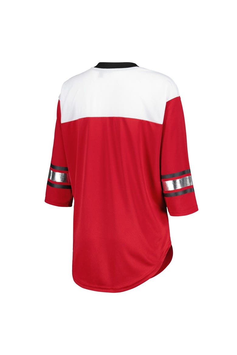Women's G-III 4Her by Carl Banks Cardinal/White Arizona Cardinals Double Team 3/4-Sleeve Lace-Up T-Shirt, Alternate, color, Cardinal