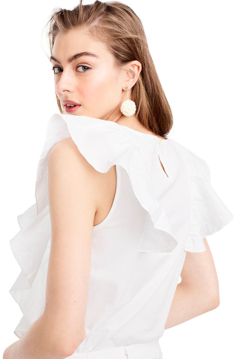 Ruffle Front Top, Alternate, color, WHITE