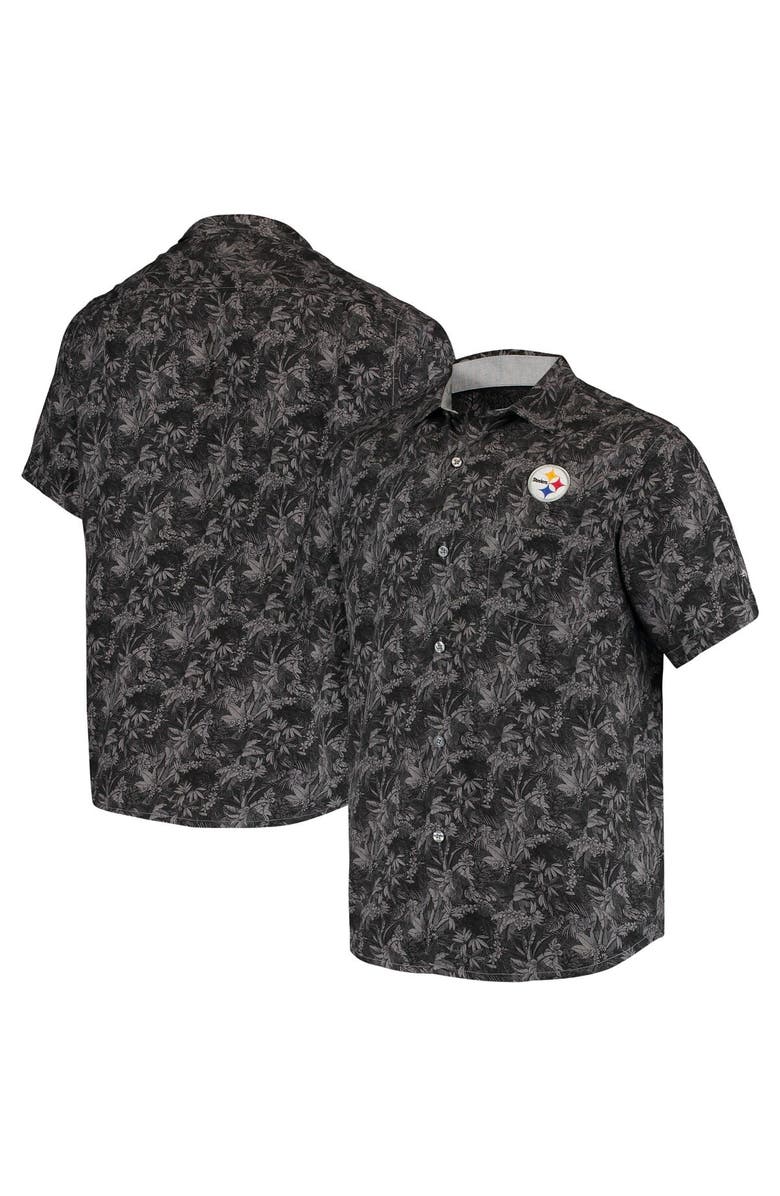 Tommy Bahama Men's Tommy Bahama Black Pittsburgh Steelers Sport Jungle Shade Camp Button-Down Shirt, Alternate, color,