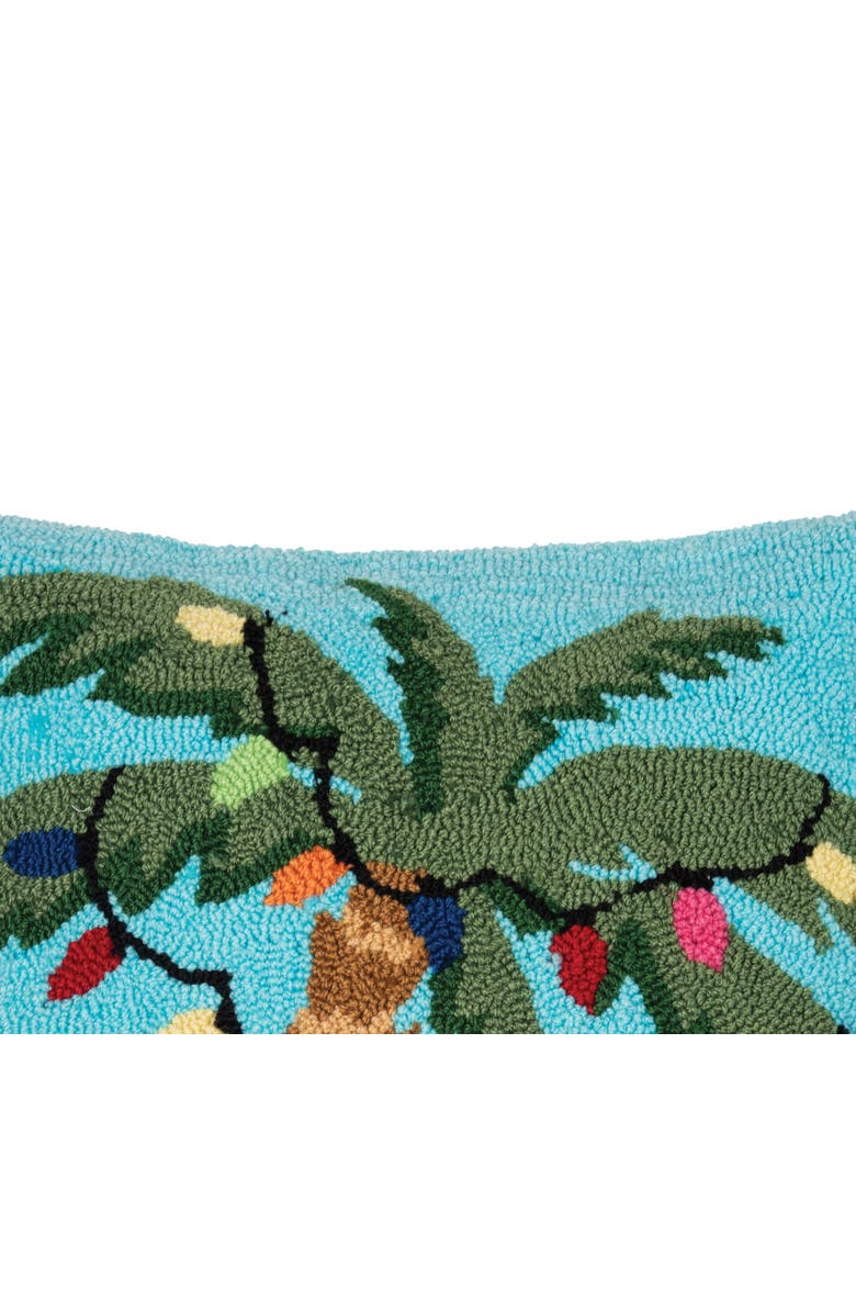 C&F Home Christmas Palm Tree w/ Lights Hooked Accent Throw Pillow, 18" x 18", Alternate, color, Blue